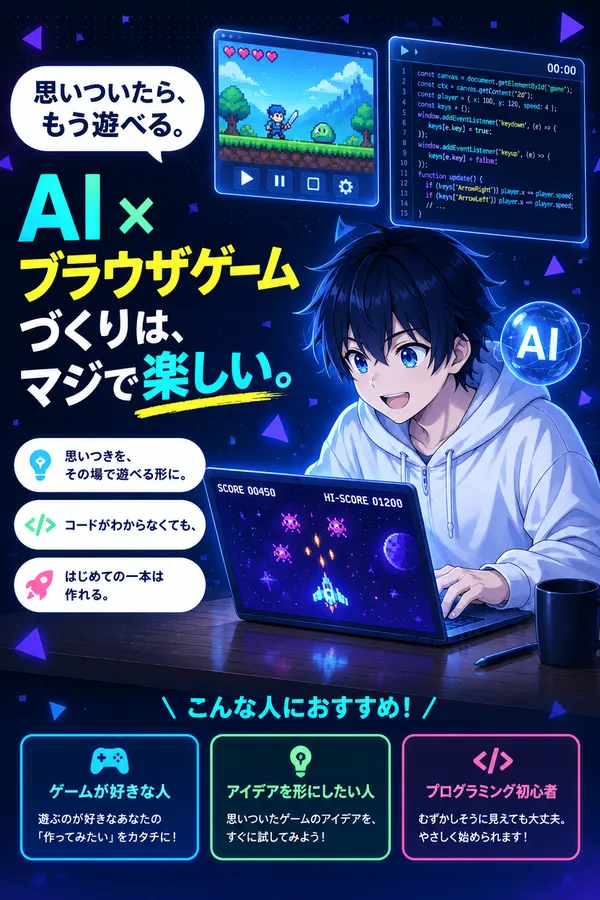 AI 浏览器游戏教程的日文动漫海报（用提示词生成）